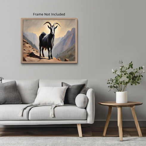 Posterizer 1 pcs- A black goat on a mountain oil painting style-Art for Animal Lovers-Landscape & Nature Art- Gift for Men Women Teens-Living Roo...